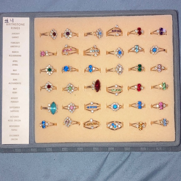 Jewelry - Gold and Multicolor Birthstone Rings Set